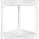 Orimade Rustproof 4 Tier Floor Standing Corner Shower Caddy Organizer, Plastic Metal Splicing Floor Corner Shelf Rack Storage Stands for Bathroom, Marble