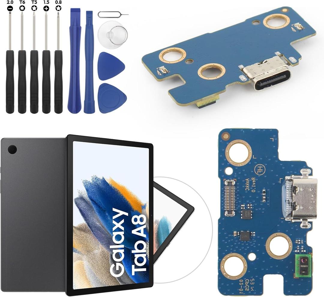 Dock Connector for Samsung Galaxy Tab A8 Charging Port Flex Cable Replacement for Samsung Tab A8 10.5 2021 SM-X200 SM-X205 USB Charger Dock Board Connector with Tools(Black)