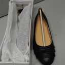 HEAWISH Women's Black Flats Shoes Round Toe Slip On Casual Ballet Flats PU Leather Dressy Work Shoes. Size 5