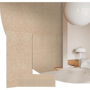 Olanglab Acoustic Wall Panels 10 Pack, 48 x 24 per Acoustic Panels Sound Absorbing, Sound Panels for Home Studio and Office, Plain Dark Camel