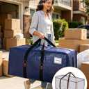 SWEET DOLPHIN 8 Pack 200LB Heavy-Duty Moving Bags with Wrap-Around Handles, Extra Large Storage Totes for Space Saving, Clothes Storage Bags, College Dorm Essentials, Blue, 24 Gal