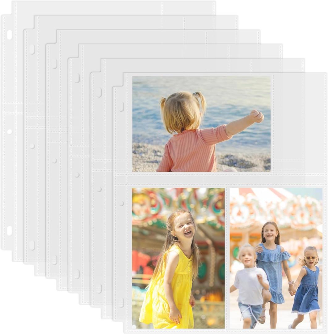 2 x Aegero 50 Pack 4 x 6 Photo Sleeves for 3 Ring Binder(300 Pictures), Heavy-Duty Archival Photo Page Protectors, Clear Picture Album Refill Pages Holds, Acid-Free