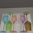 Physkoa Colored Glasses Set of 6-16oz Hand Blown Crystal Colorful Glasses with Long Stem, Multicolor Glass for Lovers, Wedding, Birthday, Christmas Gifts for Women