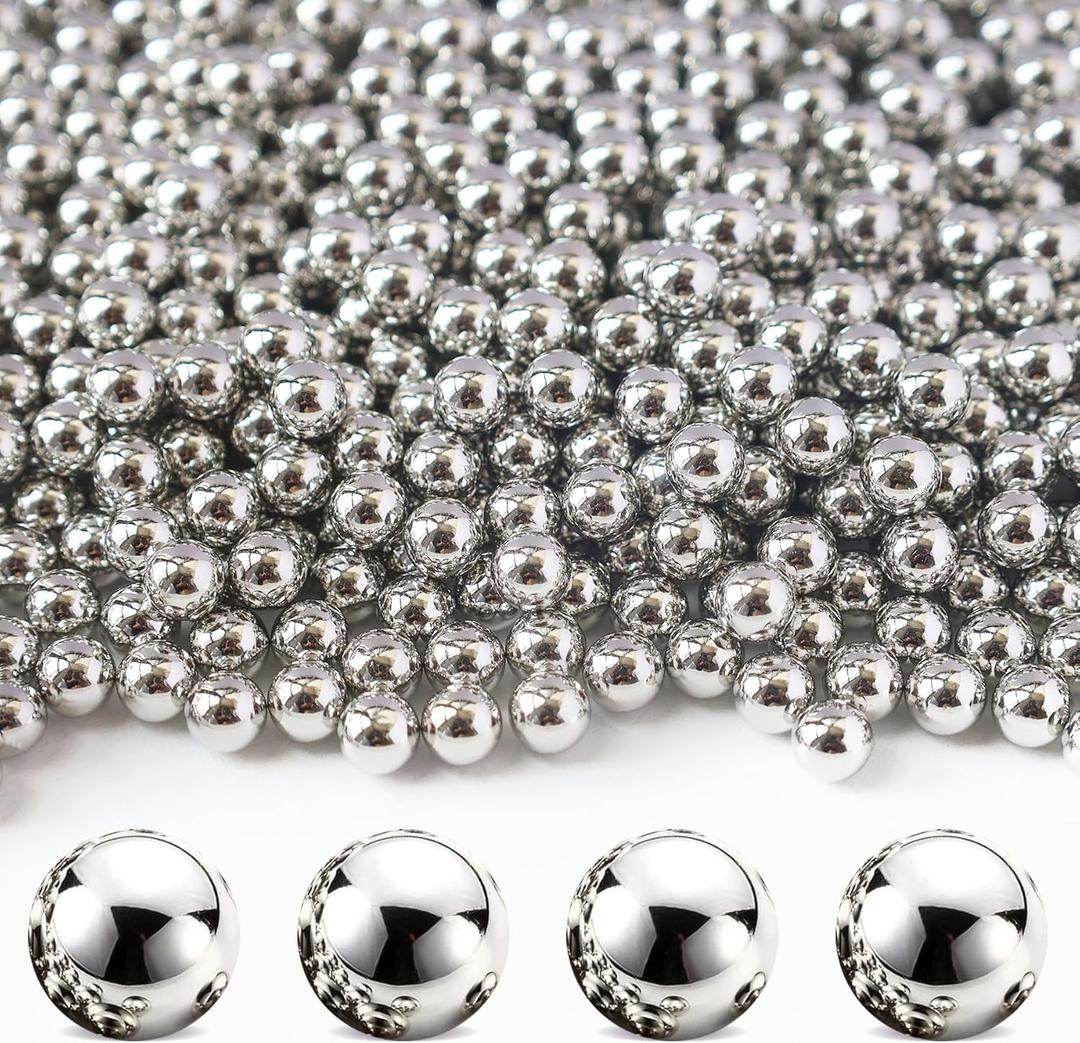 1300Pcs Bright Silver Vase Filler No Hole Pearl Beads, 8mm Art Plastic Beads Pearls for Crafting, Vase Filler for Centerpieces Wedding Party Decoration, Home Table Decor, DIY Crafts