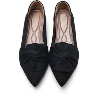 HIULYCENCE Flats for Womens Pointed Toe Ballet Flats with Bow Comfortable Knit Dressy Flats