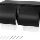 Double Roll Toilet Paper Holder Dispenser with Shelf Storage-Commercial 2-Roll Side by Side Stainless Steel Toilet Tissue Holder/Dispenser Wall Mount for Bathroom/Restroom(Black