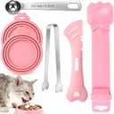 AIERSA Cat Food Can Lid Set, Includes Treat Squeeze Spoon for Wet Food, Silicone Cans Covers, Cat Can Opener with Spatula, Freeze Dried Snacks Clip, Nutritional Supplements Measuring Spoon
