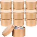 12 Pcs Round Paper Mache Box, Small Gift Box with Lid 3.35 Inch Nesting DIY Cardboard Craft Empty Boxes for Adults Decoupaging Painting Crafting Storing Jewelry Treasure