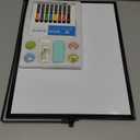 TSJ OFFICE Small White Board - 12 X 16 Inches Small Magnetic Dry Erase Board with Hooks for Wall, Desktop Whiteboard Stand 360 Degrees Revolving Double Sided for Office, Home, School, Black