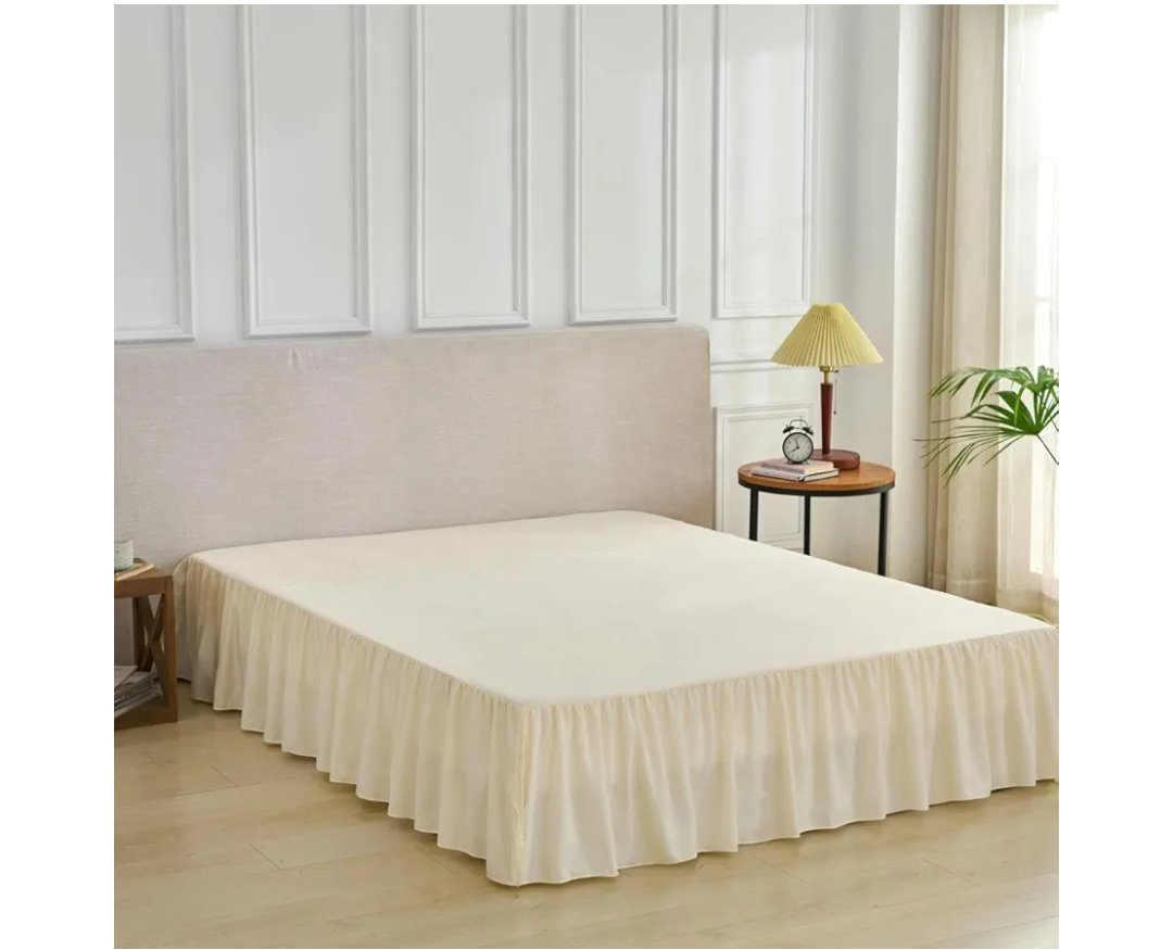 Bed Skirt Full Size Ruffled Bed Skirt with Split Corners, Full Bed Skirts 18 Inch Drop with Platform, 18'' Full, Beige
