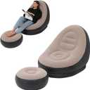 Inflatable Lounge Chair : Lazy Flocking Recliner, Air Couch Sofa for Indoor, Outdoor, Travel & Camping (No Pump)
