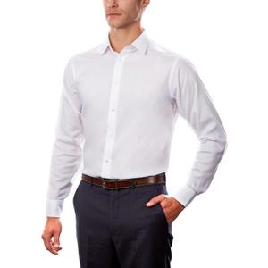 Calvin Klein Mens Dress Shirt Regular Fit Non Iron Stretch Solid (White, M)