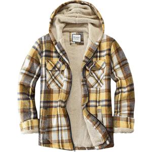 Women's Full Zip Fleece Flannel Jacket Plaid Sherpa Lined Jacket for Women (Medium, Yellow)