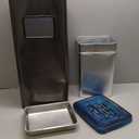 Dyna-Living Trash Can Outdoor Large Garbage Can with Lid Trash Bin Commercial Big Garbage Bin Industrial Metal Trash Enclosure Waste Container, Rectangle Black Gold (9.84*11.81*26.8 inch)