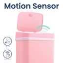 Ninestars 3 Gallon Automatic Trash Can, 12L Touchless Motion Sensor Bathroom or Bedroom Garbage Can with Odor-Sealing Lid, Impact-Resistant ABS Plastic, Pink