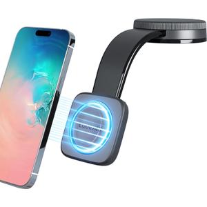 Magnetic Car Phone Holder, Bendable Alloy Arm Car Mount with Vacuum Suction, All-in-one Design & 108LBS Strongest Suction & 360 Rotation for All MagSafe Phones iPhone 17 16 15 14 Pro Max