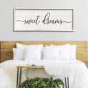 Sweet Dreams Wall Decor Above Bed 32''12'' Master Bedroom Large Sweet Dreams Sign Farmhouse Wall Decor Guest Room Wood Rustic Framed Wall Art Hanging Decoration (White)