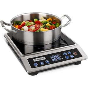 ChangBERT Portable Induction Cooktop Enhanced Version, One-Click Max Power 1800W Large Heating Coil Burner, Precise Temperature Control, NSF Certified Commercial Grade Low Noise Hot Plate