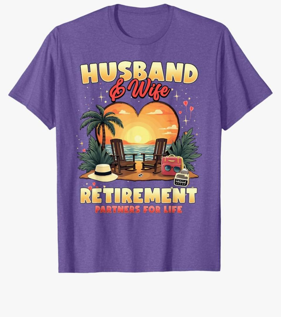 Husband and Wife Retirement Partners Couples Matching T-Shirt L