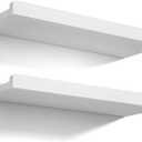 Love-KANKEI Floating Shelves Wall Mounted Set of 2, 17 Inch Rustic Wood Wall Shelves for Storage, Bedroom Living Room Bathroom Kitchen Office and More White