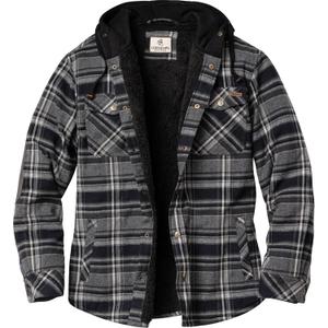 Legendary Whitetails Men's Hooded Shirt Jacket Plaid Flannel Berber Lined Polyfill Insulated (Large)