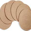 Placemats Set of 6, Round Braided Tablemats Natural Jute Handmade Woven Plate Chargers Heat Resistant Non-Slip Potholder for Table Decoration(13 inch)