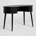 NTC Ripple Desk, Modern Wooden Writing Desk with Two Hidden Drawers, Stylish Vertical Groove Design, Home Office Workstation, Minimalist Study Table, Easy Assembly - Burnt Black, Compact