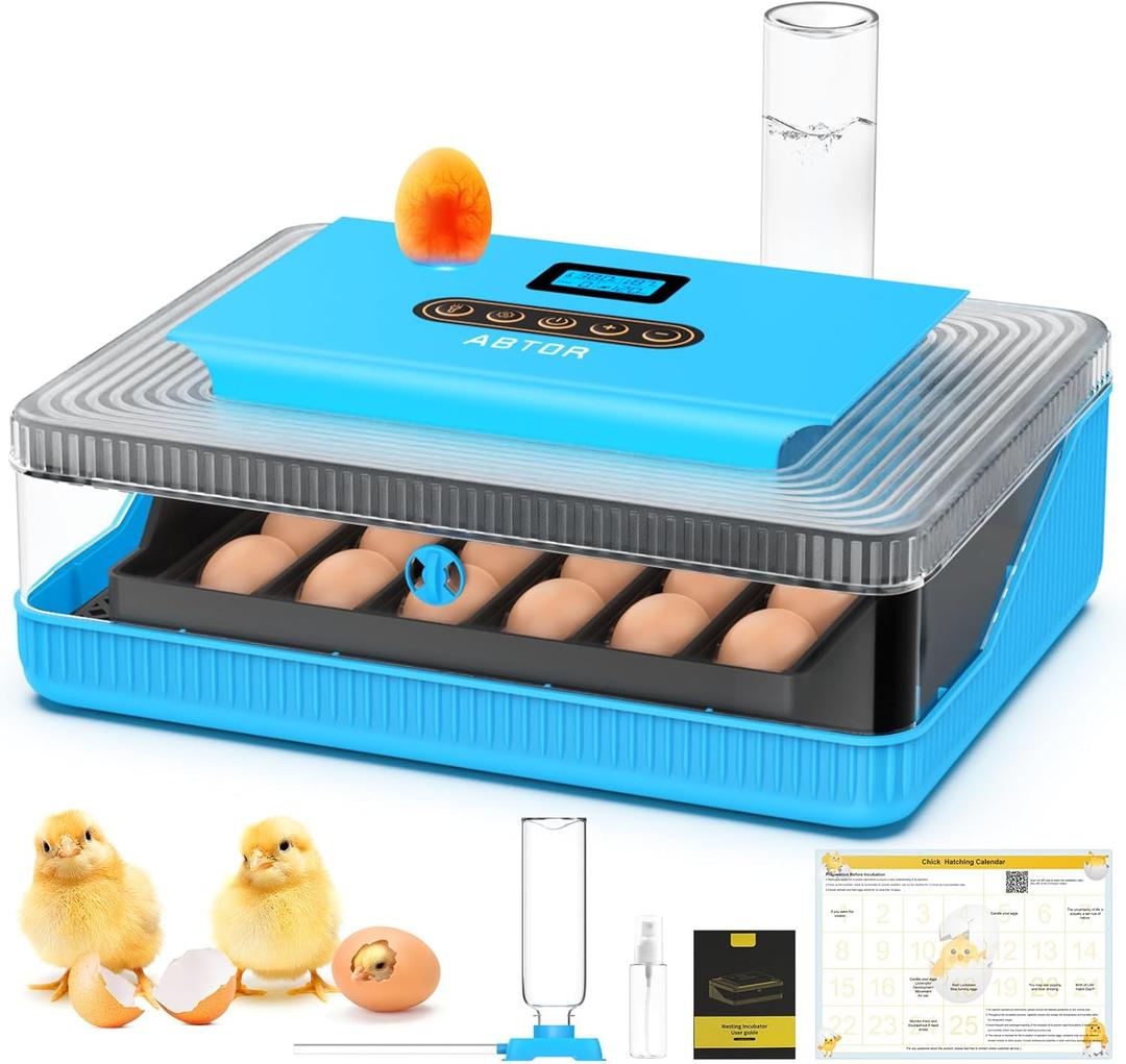 25 Egg Incubator Digital Poultry Hatcher Machine with Automatic Egg Turning, incubators for hatching eggs, Temperature & Humidity Control, LED Screen, General Purpose Incubator, support 95-125 Volts (Blue)