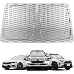 helloleiboo Graphene Car Windshield Sun Shade Car Sun Shade for Windshield with Heat Absorption Coating Foldable Design with UV Protection to Keep Your Car Interior Cooler Silver (Medium-59 30 in)