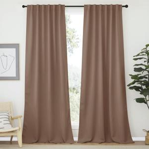 NICETOWN Blackout Curtains and Draperies for Living Room - (Cappuccino Color) 52 inches Wide by 95 inches Long, Set of 2 Pieces, Insulated Solid Drape Panels