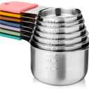 Magnetic Measuring Cups Set of 7 Stainless Steel Heavy Duty Stackable Measuring Cups for Dry and Liquid Ingredients (Multicolour)