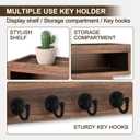 Key and Mail Holder Wall Mount, Key Hanger with Long Storage Box and 6 Hooks for Coat, Dog Leash, Home Decor Rack, House Accessories, Entry Way Organizer (Brown)