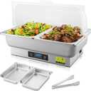 Electric Chafing Dish, 2 x 4.5QT Dual Pan Electric Chafing Dish Buffet Set with Temperature Control Display, Roll Top Electric Buffet Servers and Warmers for Catering