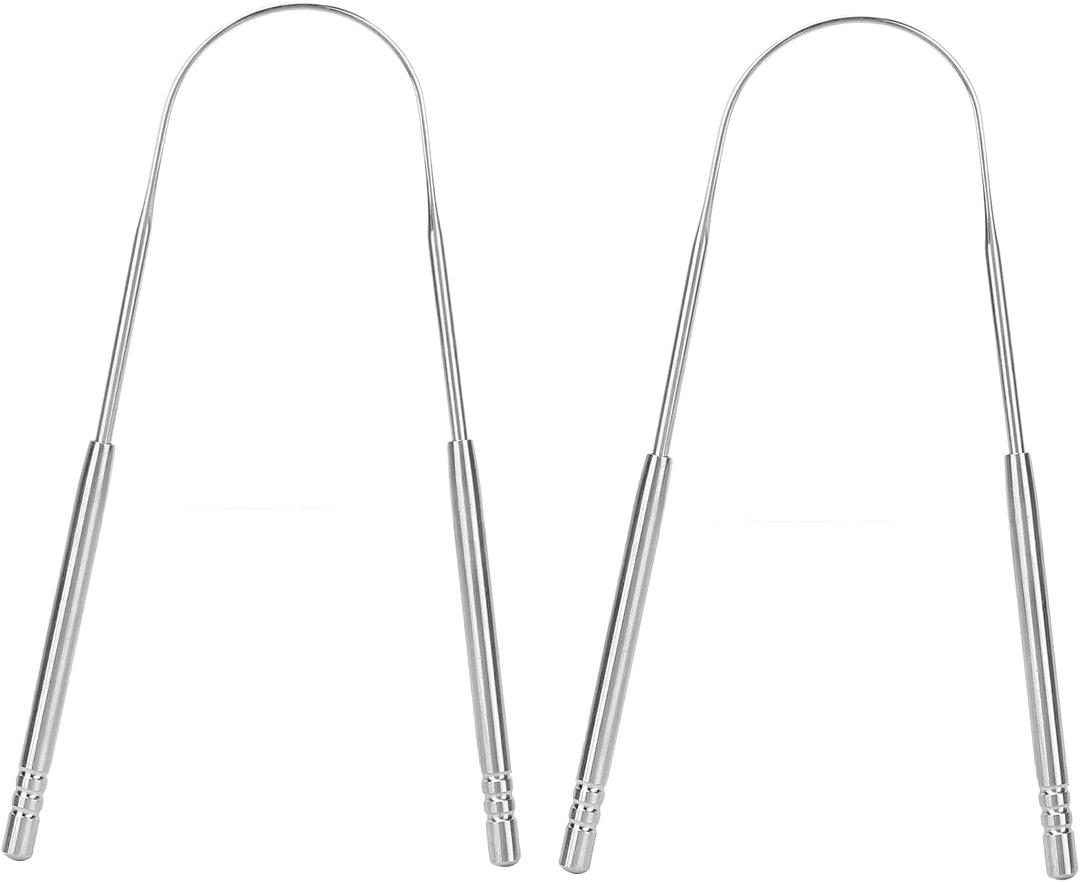 2Pcs Stainless Steel Tongue Scrapers,U Shaped Tung Scraper Tounge Scrapper Bad Breath Removal Oral Health Protection Tongue Cleaner
