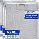Bagean Range Hood Filter Replacement 12" x 10.5" W10169961A Compatible with Whirlpool Stove Hood Vent Filter - Aluminum Screen for Kitchen Overhead Exhaust Fan Blocks Grease & Filters Oven Air (3-Pk)