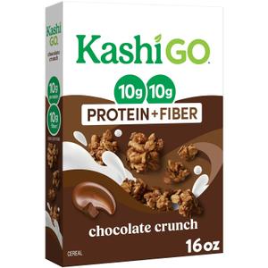 Kashi GO Protein Cereal, 10g Protein, 10g Fiber, Chocolate Crunch, 16oz Box (1 Box) (EXP 03/22/27)