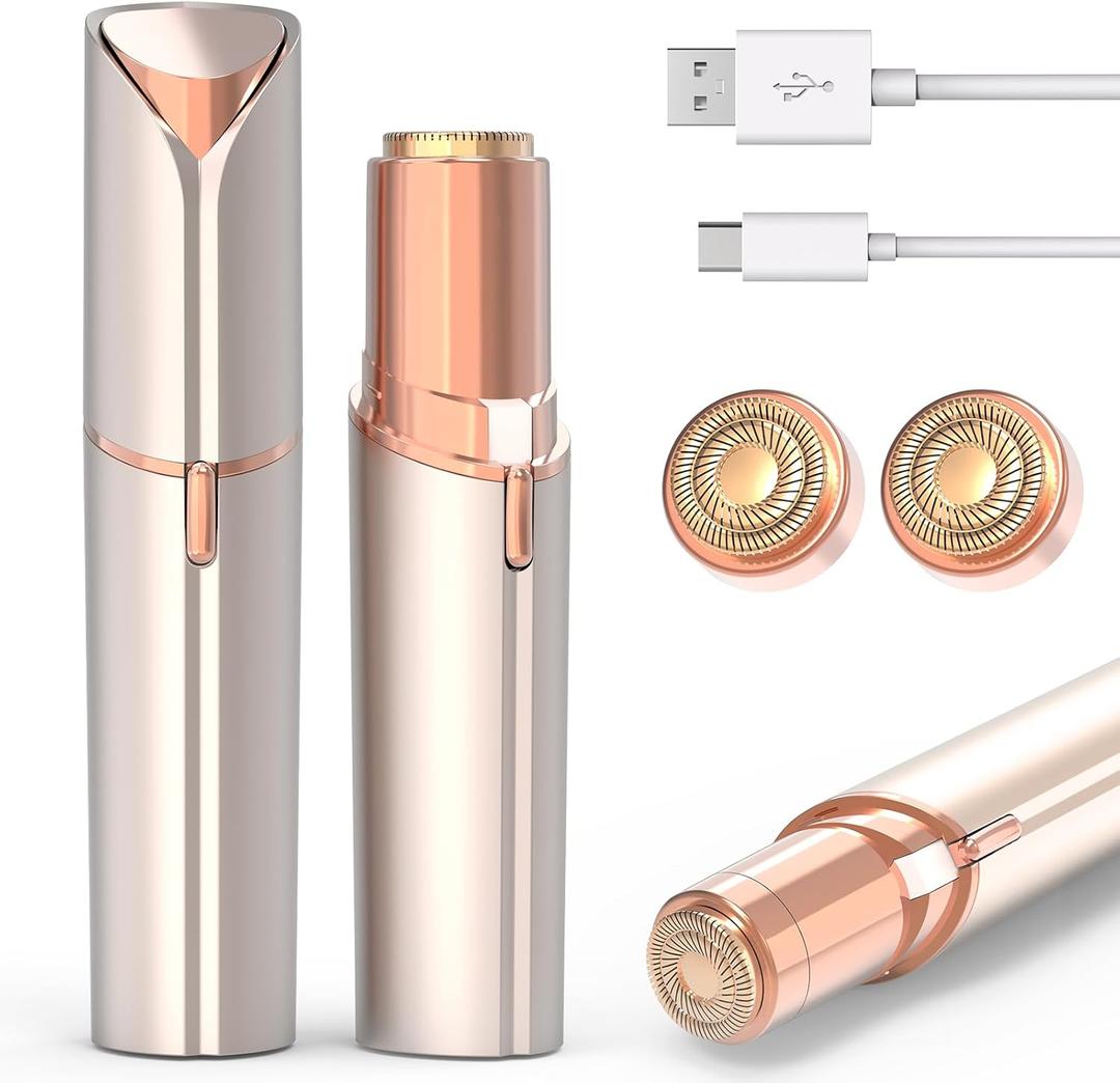 Facial Hair Removal for Women Men, Electric Shaver for Women,Eyebrow & Facial Trimmer,Double Rotating Blades Hair Remover for Upper Lip Chin Peach Fuzz Brow Hair Removal