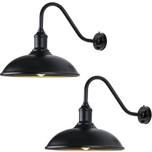 Outdoor Barn Light Fixtures - 21 Inch Dusk to Dawn Exterior Farmhouse Lighting Barn Light for House with Anti-ponding Bottom, Barn Lights Outdoor Gooseneck Lighting (21" Diameter, 2 Pack)