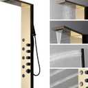 Homevacious Shower Panel Tower System with Rainfall Shower Head,5 Body Jets and Handheld Shower Head, Modern Massage Shower System Polished Gold and Black