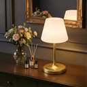 Cordless Table Lamp, Waterproof Shower Lamp, 4000mAh Rechargeable Table Lamps, 3-Color Dimmable Light, Battery Operated Lamp Desk Night Lamp for Bathroom Bedroom Patio Camping Restaurant (Gold)