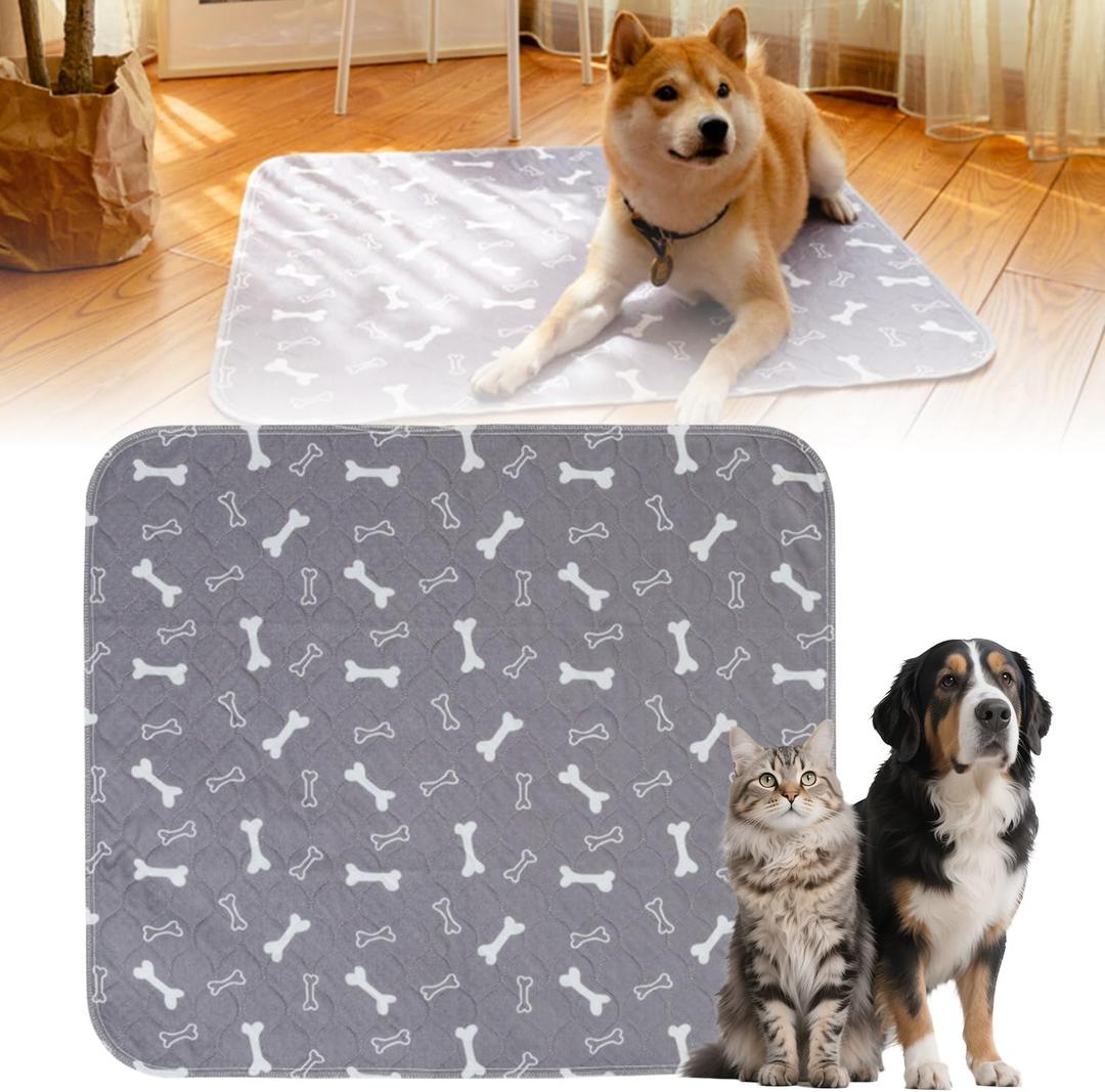 Puppy Pee Pads for Dogs, Washable Puppy Pad with Pheromones, Reusable Puppy Pads Washable for Dogs & Cats, Durable Leak-Proof & Anti-Slip Pet Training Pads for Home & Travel (Grey, L: 32" × 35")