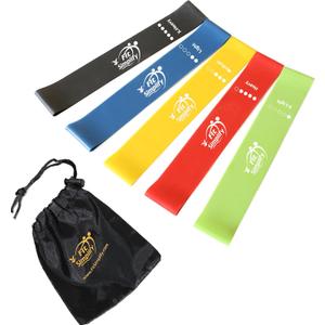 Fit Simplify Resistance Loop Exercise Bands with Instruction Guide and Carry Bag, Set of 5 (Assorted)