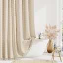 Dynamene Extra Long Shower Curtains, 96 Inches Long Boho Tufted Chevron Striped Fabric Shower Curtains for Bathroom, Tall Minimalist Waterproof Cloth Shower Curtain Set with 12 Hook, Beige, 72x96 (72"W x 96"L (Pack of 1))