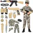 Army Costume For Kids, Military Soldier Costumes For Boys, Halloween Costumes Dress Up Role Play Set (Large(8-10yr))