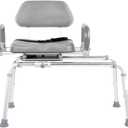 Carousel Sliding Shower Chair Transfer Bench with Swivel Seat, Premium Padded Bath, with Pivoting Arms, Adjustable Space Saving Design for Tubs, Shower, for Handicap & Seniors, Gray