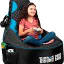 Throne Boss Gaming Bean Bag Chair for Kids with High Back  Floor Gaming Chair, Easy to Clean Oxford 420D Fabric, Large Side Pockets, Headphone Hanger  Cover ONLY Add 200 Liters Beans (Blue) (Child)