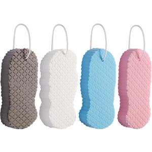 4 PCS Magic Exfoliating Bath Sponge,3D Super Soft Exfoliating Body Scrubber, Skin Friendly & Reusable,Remover Dead Skin for All Skin Types,for Men Women (Blue+pink+grey+white)