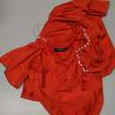 CHICME Womens Sexy Bodycon Party Dress Off The Shoulder Pearls Strap Midi Dress Ruffle Hem Cocktail Dresses (Medium, Red)