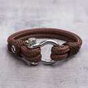 Mens Rope Bracelet - Stainless Steel Silver Shackle, Extremely Durable and Scratch Resistant Waterproof Paracord, Handmade, Nautical Wristband for Men (Chocolate)