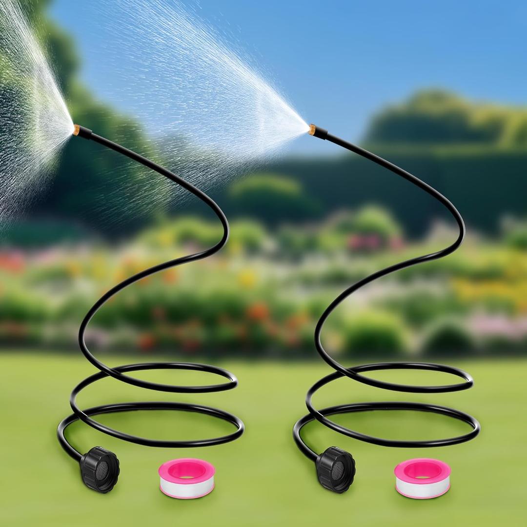 2 Pack Misters for Outside Patio, 60 Inch Flexible Hose Mister Cooling Stand Portable Water Misting for Cooling Outdoor, Mist System for Garden, Backyard, Bird Bath, Chicken Coop Water Mist Playing